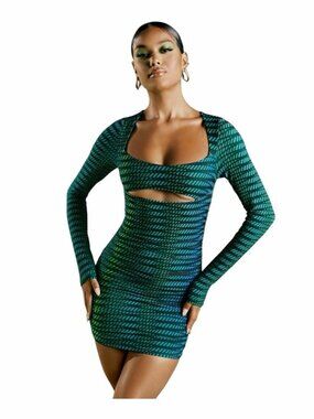 OH POLLY Rip Green Cutout Bodycon Dress Size US 2